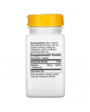 Nature's Way, рибофлавин, витамин B2, 100 мг, 100 капсул